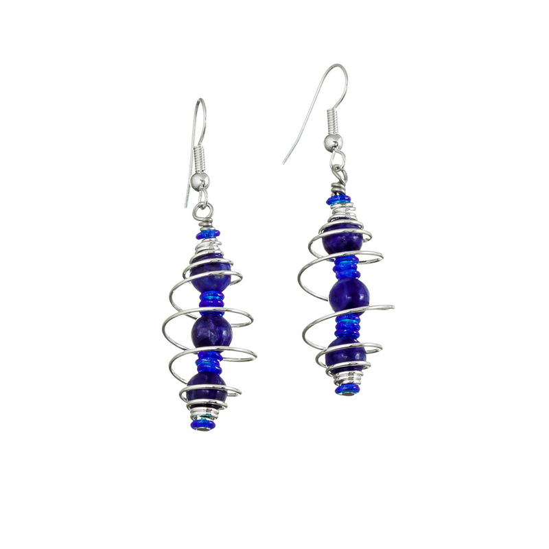 Blue Glass Beads Earrings