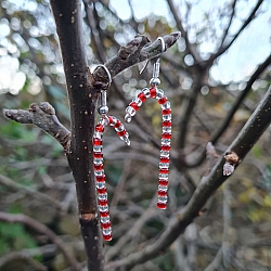 Handmade Christmas Candy Cane Earrings - Silver Plated