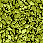 GemDuo 2 Hole Metalust Electric Green Czech Beads 8.5g