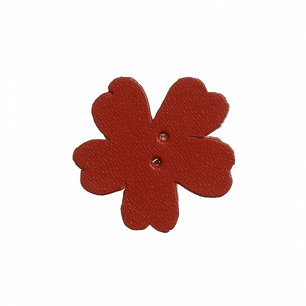Red Flat Leather Flower Die Cut 2 Hole Charms 25mm