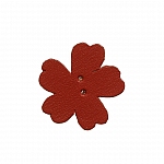 Red Flat Leather Flower Die Cut 2 Hole Charms 25mm