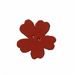 Red Flat Leather Flower Die Cut 2 Hole Charms 25mm