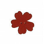 Red Flat Leather Flower Die Cut 2 Hole Charms 25mm