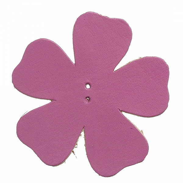 Large Pink Leather Flower Die Cut 2 Hole Charm 55mm