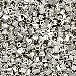 Miyuki Hex Cut Size 11 Beads Bright Sterling Plated 12g