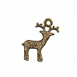 Antique Brass Small Reindeer Pendant Charm 22x19mm PK1