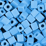 Miyuki Square Beads 4mm Opaque Light Blue Frosted 20g