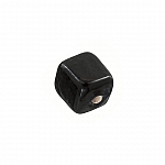 Opaque Black Shiny 7mm Glass Cube Bead 2mm Hole (PK1)