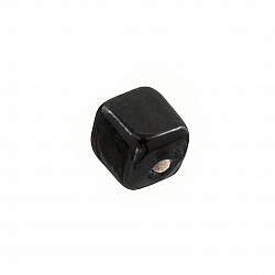 Opaque Black Shiny 7mm Glass Cube Bead 2mm Hole (PK1)