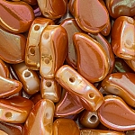 Czech Paisley Duo 2 Hole Beads Chalk Full Apricot 8.5g