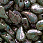Paisley Duo 8mm Czech Glass Beads Chalk Lazure Blue 8.5g