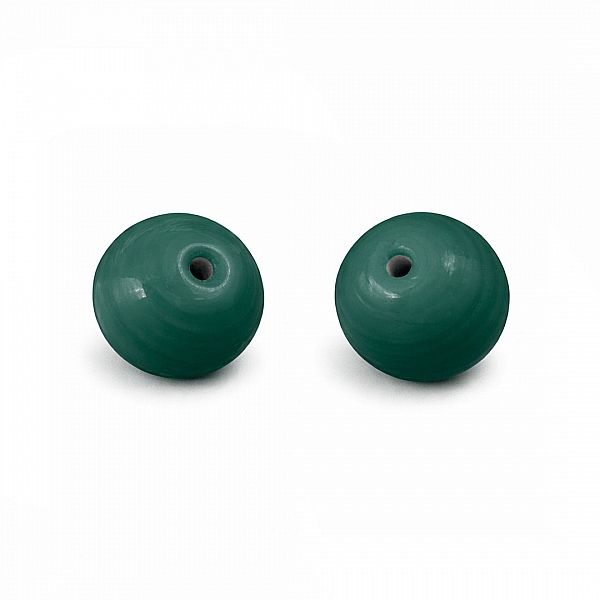 Shiny Green Round Glass Beads 14mm PK2