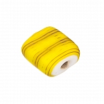 Black Striped Matte Yellow Flat Square Glass Beads 10mm (PK1)