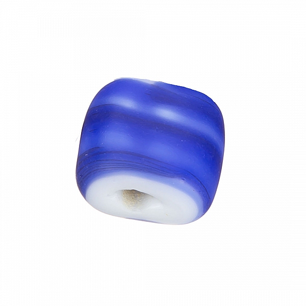 Black Striped Matte Blue Flat Square Glass Beads 10x5mm (PK1)
