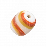 Matt Orange/Brown Pebble Flat Barrel Striped Glass Beads 18mm PK1