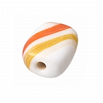 Matt Orange/Brown Pebble Flat Barrel Striped Glass Beads 18mm PK1