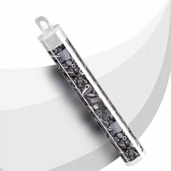 Seed Bead Selection Grey/Silver Mix Glass Beads 15g Tube 