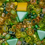 Seed Bead Selection Green/Yellow Mix Glass Beads 15g
