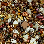 Seed Bead Selection Brown/Cream Mix Glass Beads 15g