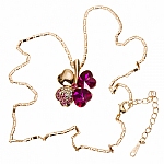 Four Leaf Clover Crystal Pendant Necklace - Pink