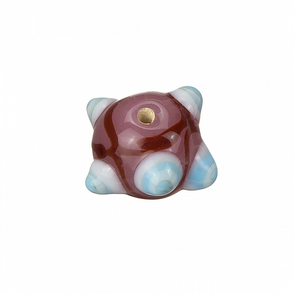 Sputnik Lampwork Pink And Lt Blue Round Glass Bead 16mm