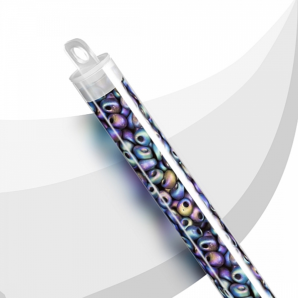 Miyuki Magatama Seed Beads Matte Black AB 4mm 24g Tube