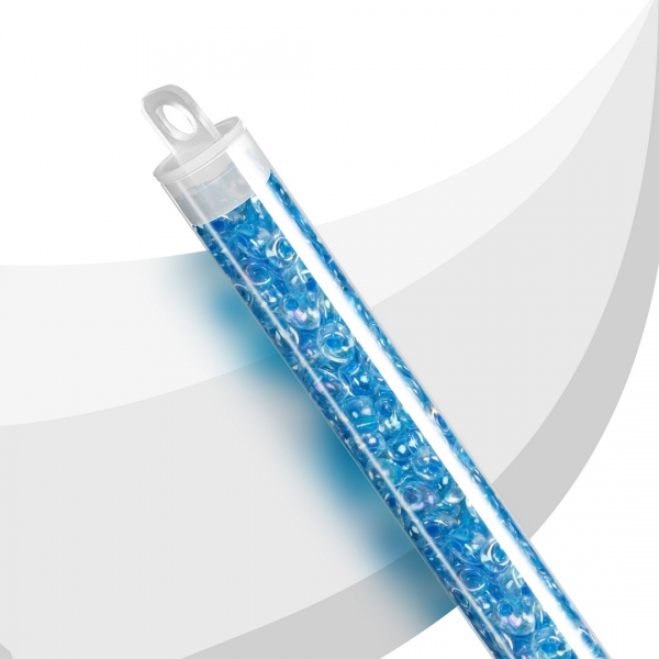 Miyuki Magatama Seed Beads Aqua Lined Crystal AB 24g Tube