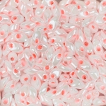 Miyuki Long Magatama White/Pink Color Lined Beads 8.5g