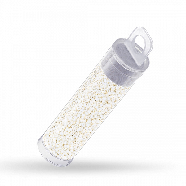 Miyuki Size 15/0 Round Seed Beads Matte Cream 8.2g Tube