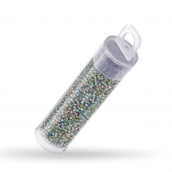 Round Miyuki Seed Beads Transparent Grey Iris 8.2g Tube