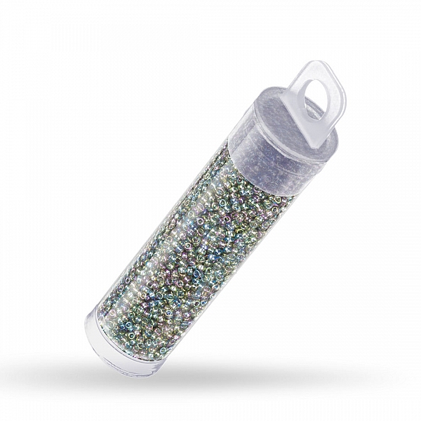 Round Miyuki Seed Beads Transparent Grey Iris 8.2g Tube