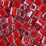 Miyuki Colour Lined Red 4mm Square Seed Beads 20g Tube