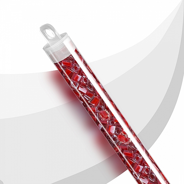 Miyuki Colour Lined Red 4mm Square Seed Beads 20g Tube