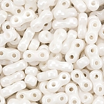 Infinity Two Hole Czech Glass Beads 3x6mm White Luster 8g Infinity Two Hole Czech Glass Beads 3x6mm White Luster 8g