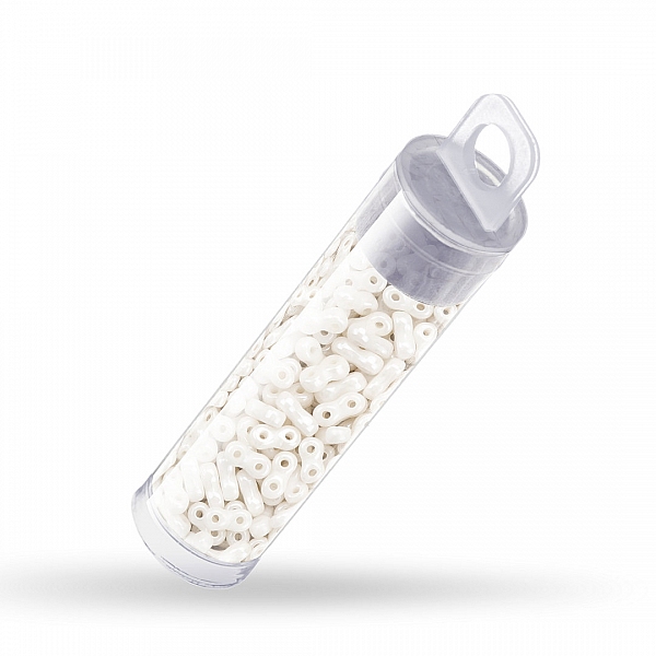 Infinity Two Hole Czech Glass Beads 3x6mm White Luster 8g Infinity Two Hole Czech Glass Beads 3x6mm White Luster 8g