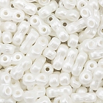 Infinity Two Hole Czech Glass Beads 3x6mm Pastel White 8g