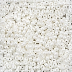 Infinity Two Hole Czech Glass Beads 3x6mm Pastel White 8g