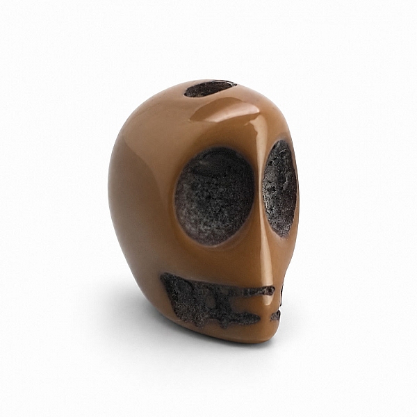 Brown Acrylic Resin Gothic 3D Skull Bead 13x16mm PK1