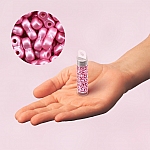 Infinity Two Hole Czech Glass Beads 3x6mm Pastel Pink 8g