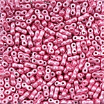 Infinity Two Hole Czech Glass Beads 3x6mm Pastel Pink 8g
