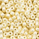Infinity Two Hole Czech Glass Beads 3x6mm Pastel Cream 8g