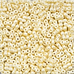 Infinity Two Hole Czech Glass Beads 3x6mm Pastel Cream 8g