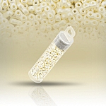 Infinity Glass Beads 3x6mm Pastel Light Cream/Off White 8g