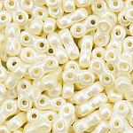 Infinity Glass Beads 3x6mm Pastel Light Cream/Off White 8g