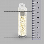 Infinity Glass Beads 3x6mm Pastel Light Cream/Off White 8g