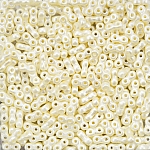 Infinity Glass Beads 3x6mm Pastel Light Cream/Off White 8g