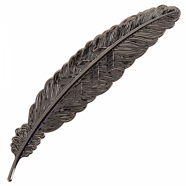 Metal Brass Feather Bookmark Gunmetal Grey Finish 115mm