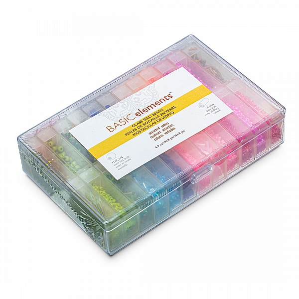 Beadsmith BASIC Elements Glass Seed Beads Kit – 24 Colours with Flip-Top Storage Case