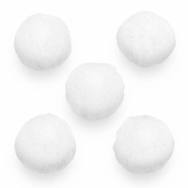 White Wool Pom-Pom Round Ball Beads – 20mm (Pack of 5)