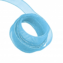 Organza Sheer Ribbon Aqua Blue 9mm – 1 Metre
